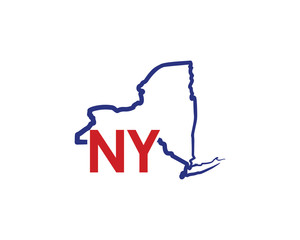 Outline New York Map And abbreviations Logo Design Template 002