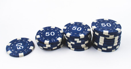 poker chips isolated on white background