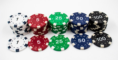 poker chips isolated on white background
