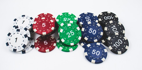 poker chips isolated on white background