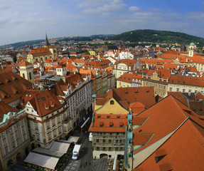 Fototapeta na wymiar top view of the historical part of old Prague