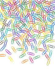 Stationary paperclips isolated on white background