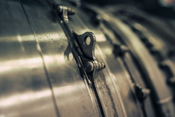 Engineering industry. Engine parts, closeup shot