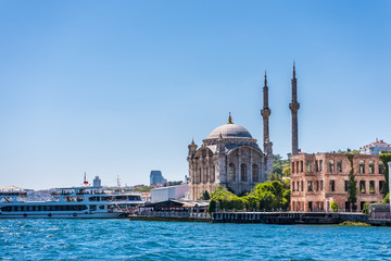 Fototapeta na wymiar Ortakoy Mosque (Turkish: Ortaköy Camii), or Grand Imperial Mosque of Sultan Abdulmecid in Besiktas, Istanbul, Turkey, one of the most popular locations on the Bosphorus.