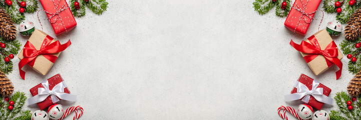 Fototapeta premium Christmas decoration and gift box background