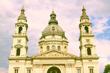 Budapest Basilica. Retro filter color tone.