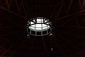 Dome shape clerestory with ceiling light in the very old abandoned  place,Thailand