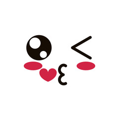 kawaii cute face expression eyes and mouth kiss love