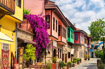 Traditional houses in the old town of Antalya, Turkey - obrazy, fototapety, plakaty