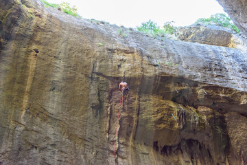 Prohodna cave, climbing on the eyes