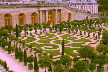Versailles gardens in France. Retro filtered colors tone.