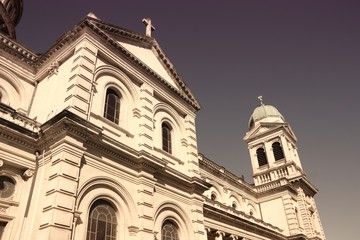Fototapeta na wymiar Christchurch Roman Catholic Cathedral. Retro filtered colors tone.