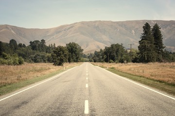 New Zealand road. Vintage filtered colors.
