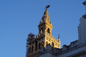 Fototapeta na wymiar Coucher de soleil sur la cathédrale de Séville