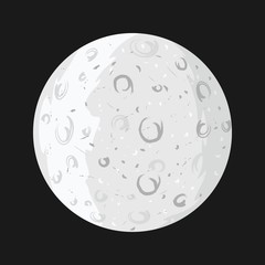 Illustration of a Round Moon in the Middle of the Night.