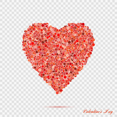 Valentines red heart shape with many dots. Vector illustration love symbol eps10