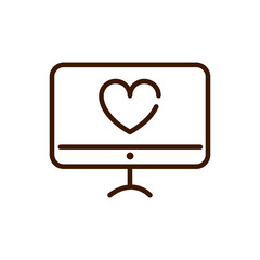 computer love heart romantic passion feeling related icon thick line