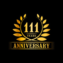 111 years logo design template. Anniversary vector and illustration template.