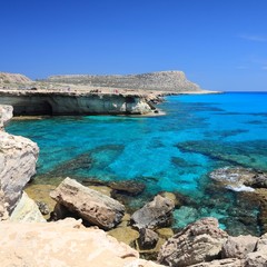 Cyprus Sea Caves. Mediterranean landscape.