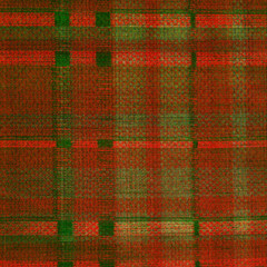 Red orange and green rough plaid fabric texture