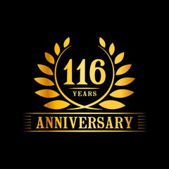 116 years logo design template. Anniversary vector and illustration template.