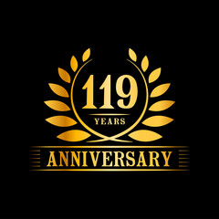 119 years logo design template. Anniversary vector and illustration template.