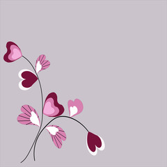  twig with pink abstract hearts