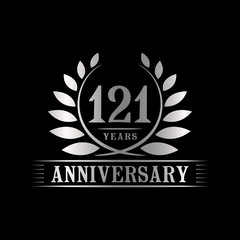 121 years logo design template. Anniversary vector and illustration template.
