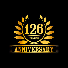 Fototapeta na wymiar 126 years logo design template. Anniversary vector and illustration template.