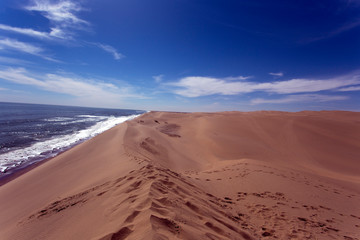 Fototapeta na wymiar Walvis bay dune in a sunny day