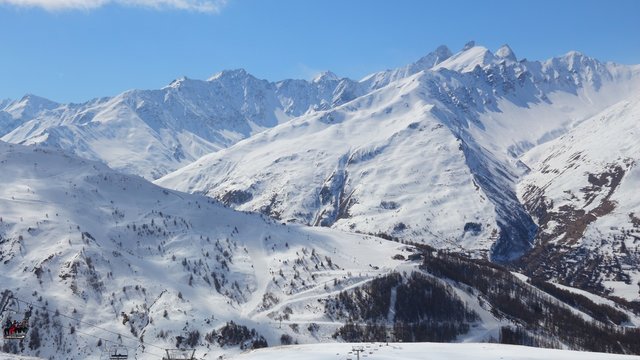 French Alps - winter ski resort landscape