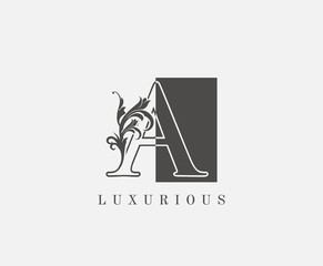 A Letter Logo.Luxury Black and White A With Classy Leaves Shape design perfect for fashion, Jewelry, Beauty Salon, Cosmetics, Spa, Hotel and Restaurant Logo.