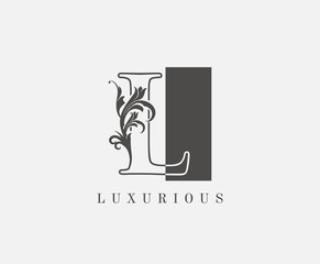 L Letter Logo.Luxury Black and White L With Classy Leaves Shape design perfect for fashion, Jewelry, Beauty Salon, Cosmetics, Spa, Hotel and Restaurant Logo.