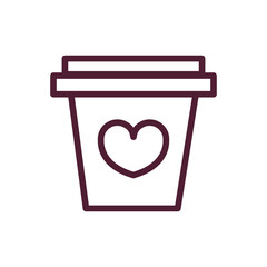 happy valentines day takeaway coffee cup love romantic feeling icon thick line