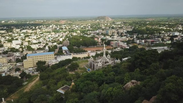 Aerial Drone View of the Mariya Apparition and of Nalgonda, in Telangana, India, Asia