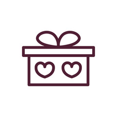 happy valentines day gift box surprise hearts love romantic feeling icon thick line