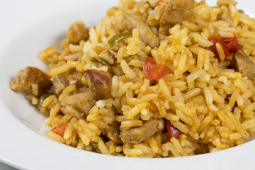 rice with chicken and grilled vegetables