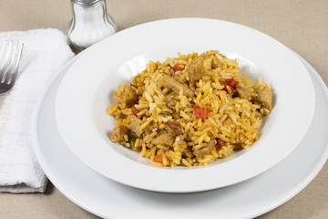 rice with chicken and grilled vegetables