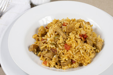 rice with chicken and grilled vegetables