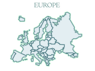 A map of Europe. Vector. Flat cartoons in a rough style. Inaccurate.