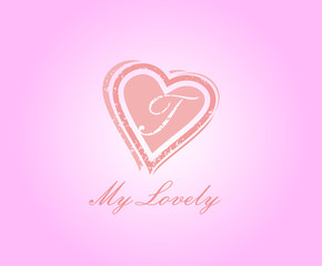 T Letter Heart Love Logo