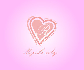 R Letter Heart Love Logo