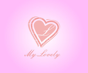 L Letter Heart Love Logo