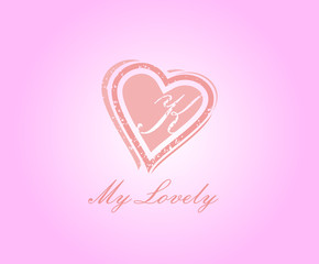 K Letter Heart Love Logo