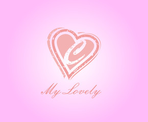 C Letter Heart Love Logo