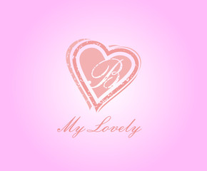 B Letter Heart Love Logo