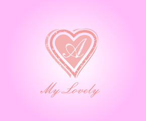 A Letter Heart Love Logo