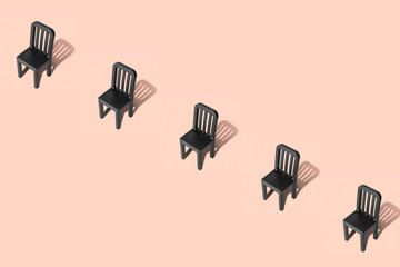 Retro chairs interior design abstract.