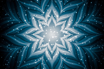 Abstract simplicity frozen winter flower. Shiny bright cold flower illustration.