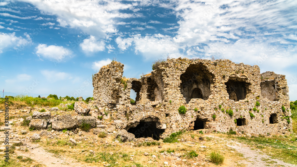 Wall mural ruins of the ancient town of side in turkey